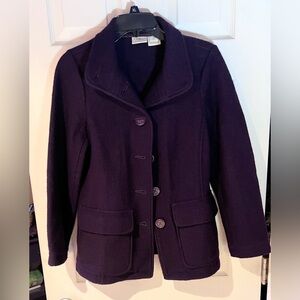 L.L. Bean Women's Dark Purple 100% Wool Pea Coat Size XS